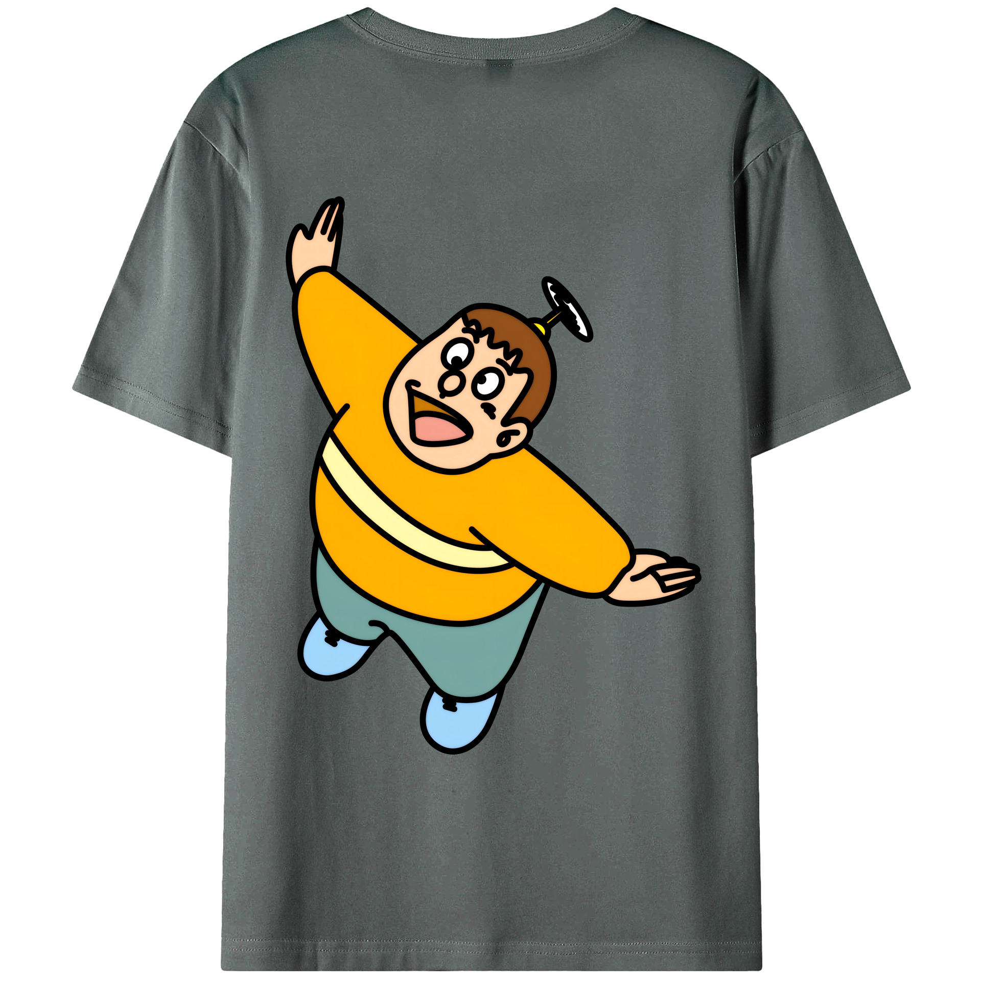 （画像用） ドラえもん 剛田武 Doraemon Gouta Takeshi 綿100％ メンズ半袖Tシャツ（バックプリント） 通気性